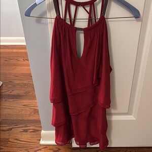Red Asymmetrical Tiered Halter Top size large